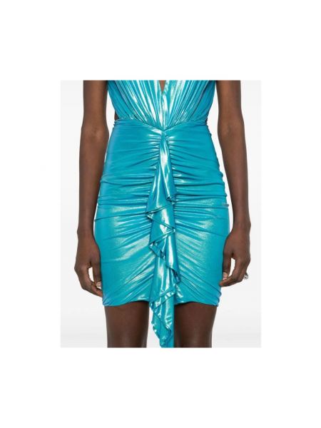 Mini vestido de malla de cristal Alexandre Vauthier azul