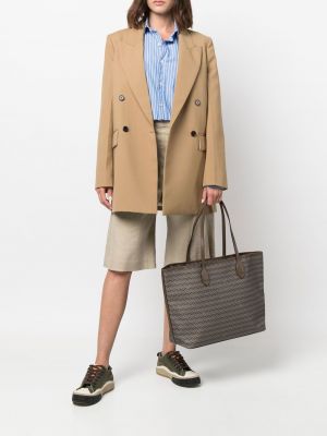 Leder shopper handtasche mit print Delage braun