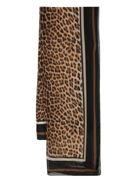 Fular de mătase cu imagine cu model leopard Roberto Cavalli