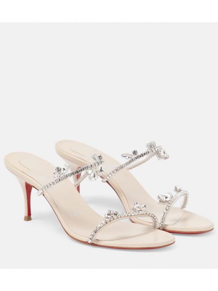 Papuci tip mules din piele Christian Louboutin alb