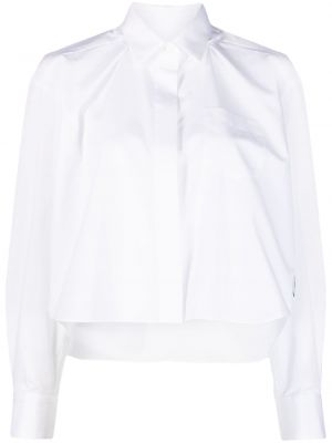 Bavlněná košile s knoflíky s dlouhými rukávy Sacai - bílá