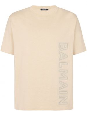 Kokvilnas t-krekls Balmain bēšs