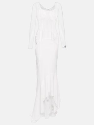 Svilena prozorna svilena dolga obleka Dolce & Gabbana bela