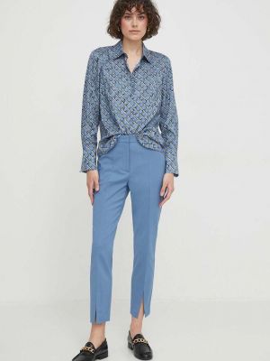 Spodnie dopasowane z wysoką talią Sisley niebieskie