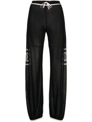 Прозрачни панталон от джърси Chanel Pre-owned черно
