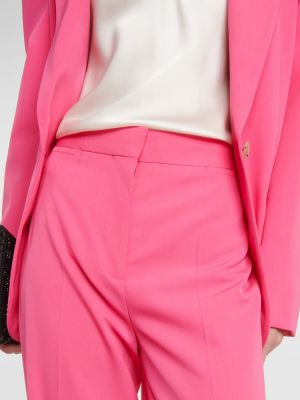 Vlněné rovné kalhoty s vysokým pasem Stella Mccartney růžové