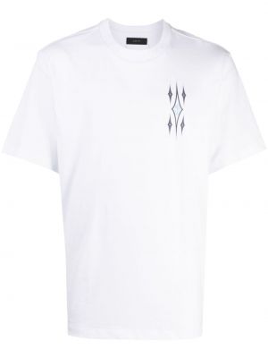 Bavlněné tričko s argylovým vzorem Amiri bílé