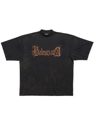 T-shirt di cotone di cotone in jersey Balenciaga nero