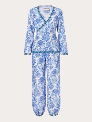 Pijama de algodón con estampado Iturri Enea azul