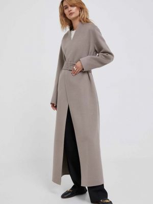 Vlněný kabát Calvin Klein béžový