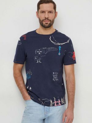 Pamučna majica s printom Desigual plava