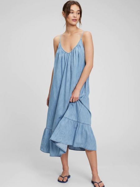 Джинсовое платье с острым носком свободного кроя Gap синее