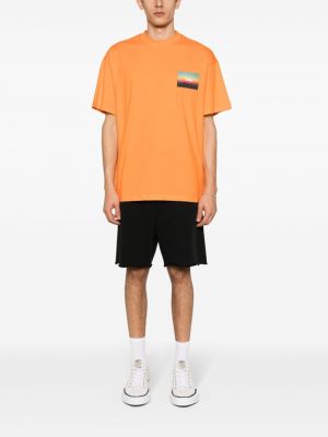 T-shirt en coton avec applique Msgm orange