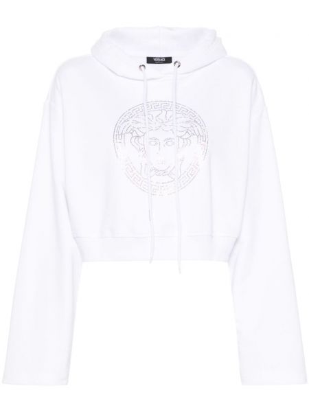 Kokvilnas kapučdžemperis Versace balts