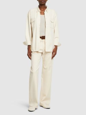 Bavlnená rifľová košeľa Dunst biela