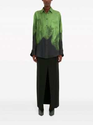 Hedvábná košile s potiskem s abstraktním vzorem Victoria Beckham zelená