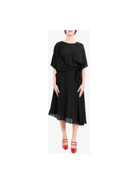 Sukienka midi bawełniana w grochy z okrągłym dekoltem N°21 czarna
