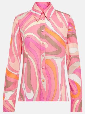 Camicia di cotone con stampa Pucci rosa