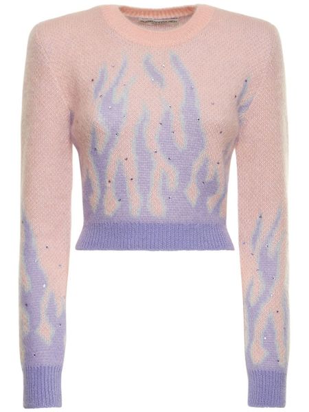 Жакардов пуловер Alessandra Rich розово