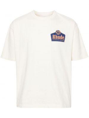 Памучна тениска с принт Rhude бяло