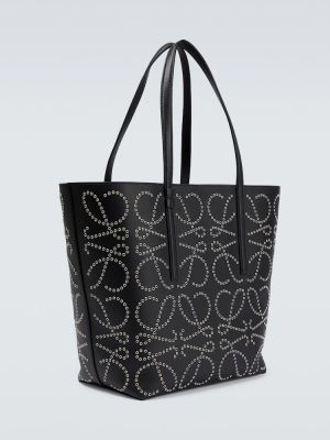 Kožená nákupná taška s cvočkami Loewe čierna