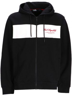 Gestreifter hoodie mit stickerei Karl Lagerfeld schwarz