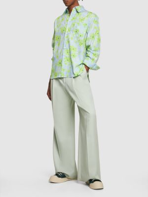 Camisa de algodón de flores con estampado Marni verde