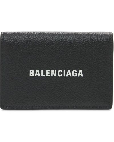 Kožená peňaženka s potlačou Balenciaga čierna