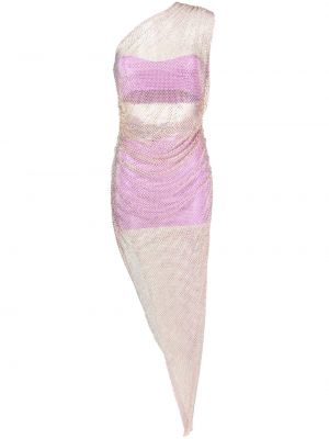 Koktejl obleka z mrežo Giuseppe Di Morabito roza