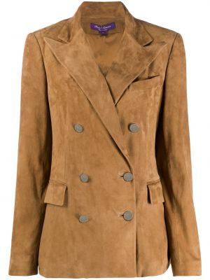 Semsket skinn lang blazer Ralph Lauren Collection brun