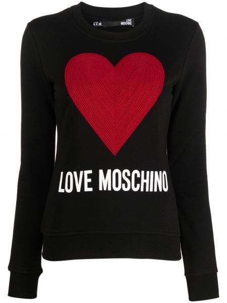 Hjertemønster trykt paljett sweatshirt Love Moschino svart