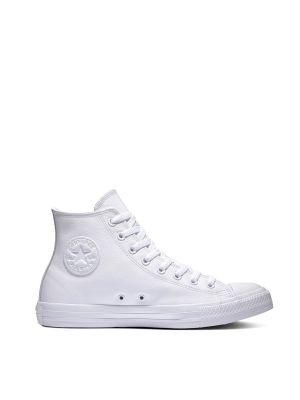 Zapatillas de cuero de estrellas Converse Chuck Taylor All Star blanco