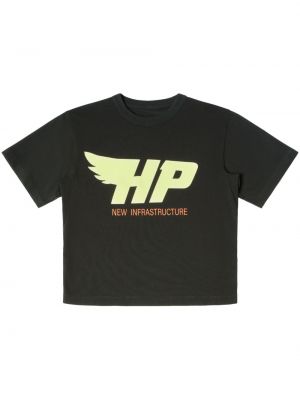 Bavlněné tričko s potiskem Heron Preston černé