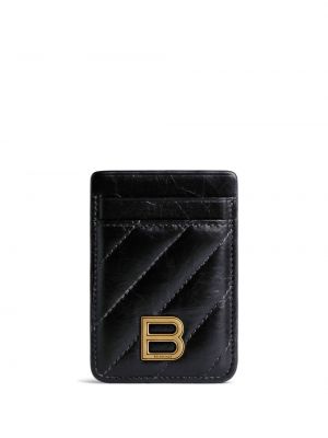 Prošívaná kožená peněženka Balenciaga černá