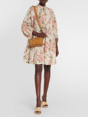 Льняное мини-платье Winnona с цветочным принтом ERDEM, разноцветный