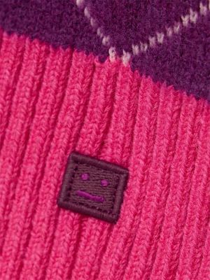 Pull en laine en tricot à col v Acne Studios rose