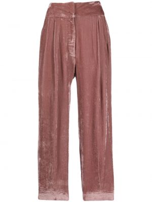 Pantaloni cu picior drept plisate Fabiana Filippi roz