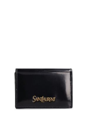 Czarny portfel skórzany skórzany Saint Laurent