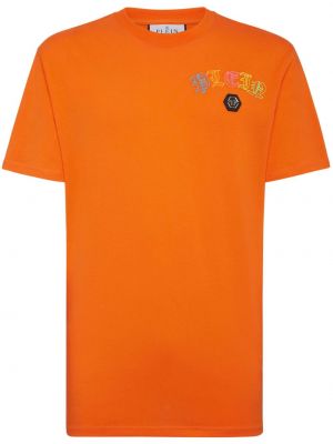 Тениска с кристали Philipp Plein оранжево