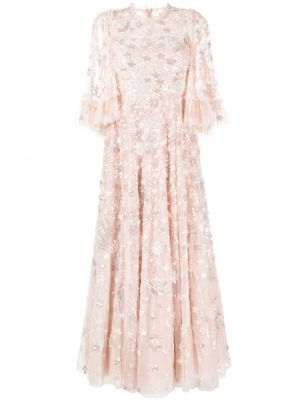 Večerní šaty s hvězdami Needle & Thread růžové