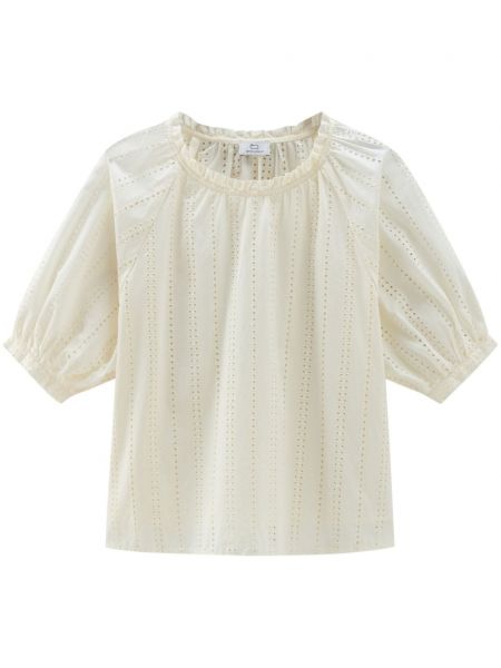 Памучна блуза Woolrich бяло