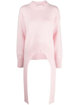 Sweter wełniany z kaszmiru z okrągłym dekoltem Mrz różowy