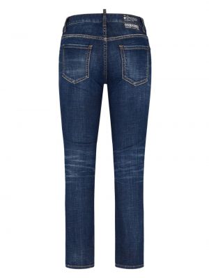Jeansy skinny z niską talią slim fit Dsquared2 niebieskie