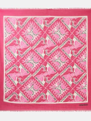 Bufanda de seda de cachemir con estampado de cachemira Valentino rosa