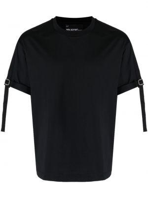 Medvilninis marškinėliai su sagtimis Neil Barrett juoda