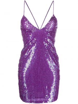 Sukienka mini z cekinami Parosh fioletowa