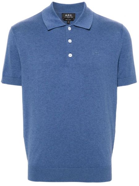 Megztas polo marškinėliai A.p.c. mėlyna