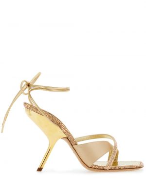 Krištáľové kožené sandále Ferragamo zlatá