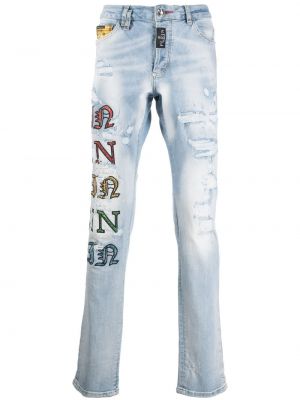 Nødlidende jeans med normal passform Philipp Plein blå