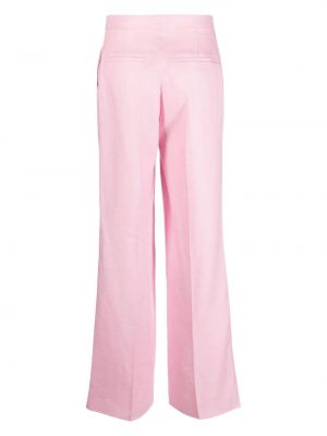 Lněné kalhoty relaxed fit Tagliatore růžové